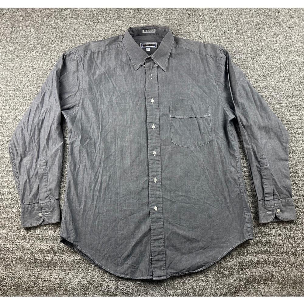 Vintage Yves Saint Laurent Button-Down Shirt Men 15 1/2 Gray Preppy Normcore 90s